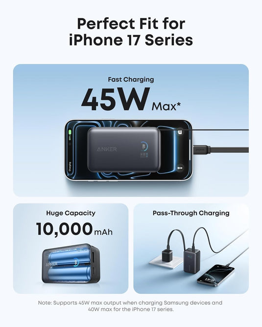 Anker Nano Power Bank (10K, 45W, Built-In Retractable USB-C Cable)