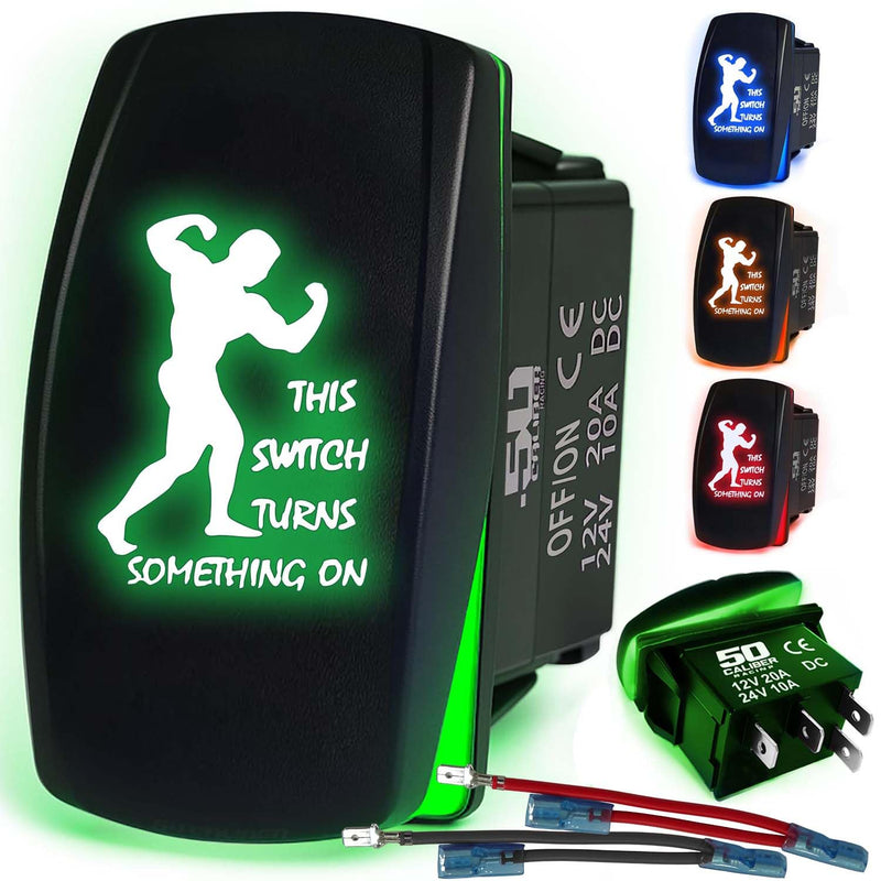 Load image into Gallery viewer, Waterproof Funny Rocker Switch 12v ON/Off, LED Backlit with Etched Design w/Toggle Switch 12v - UTV, Auto, Boat 20A Variation
