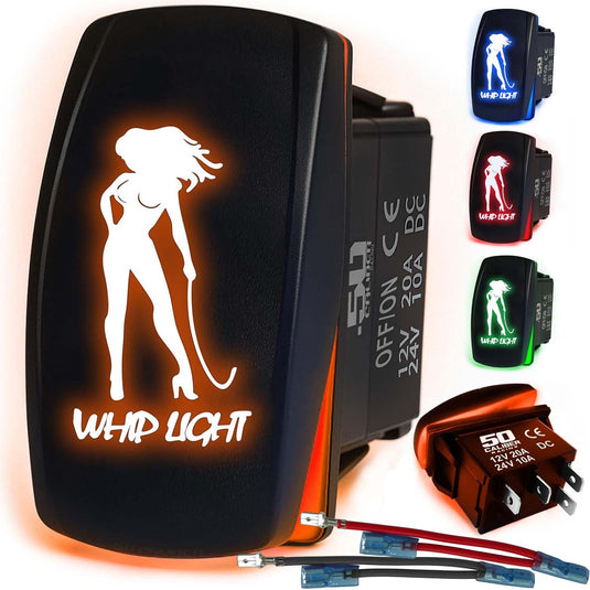 Waterproof Funny Rocker Switch 12v ON/Off, LED Backlit with Etched Design w/Toggle Switch 12v - UTV, Auto, Boat 20A Variation