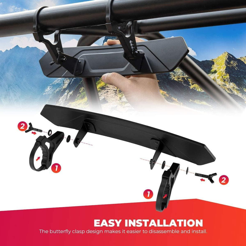 Load image into Gallery viewer, UTV Adjustable Rear View Mirror &amp; Side Mirrors for 1.75"-2" Round Tube
