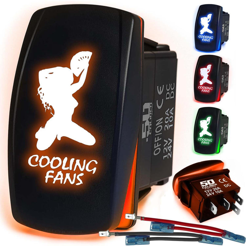 Load image into Gallery viewer, Waterproof Funny Rocker Switch 12v ON/Off, LED Backlit with Etched Design w/Toggle Switch 12v - UTV, Auto, Boat 20A Variation
