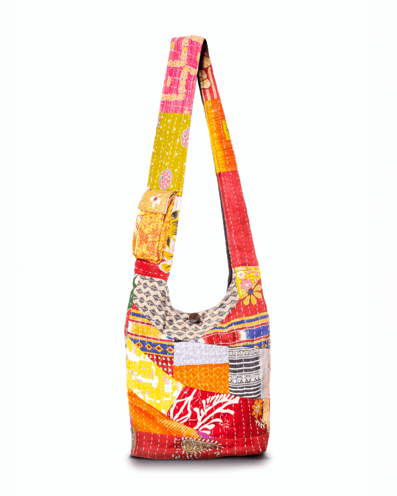 Load image into Gallery viewer, Kathmandu Collection Kantha Patchwork Hobo Bag

