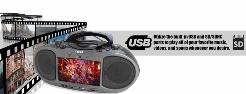 Load image into Gallery viewer, Naxa 7" Bluetooth DVD Boombox
