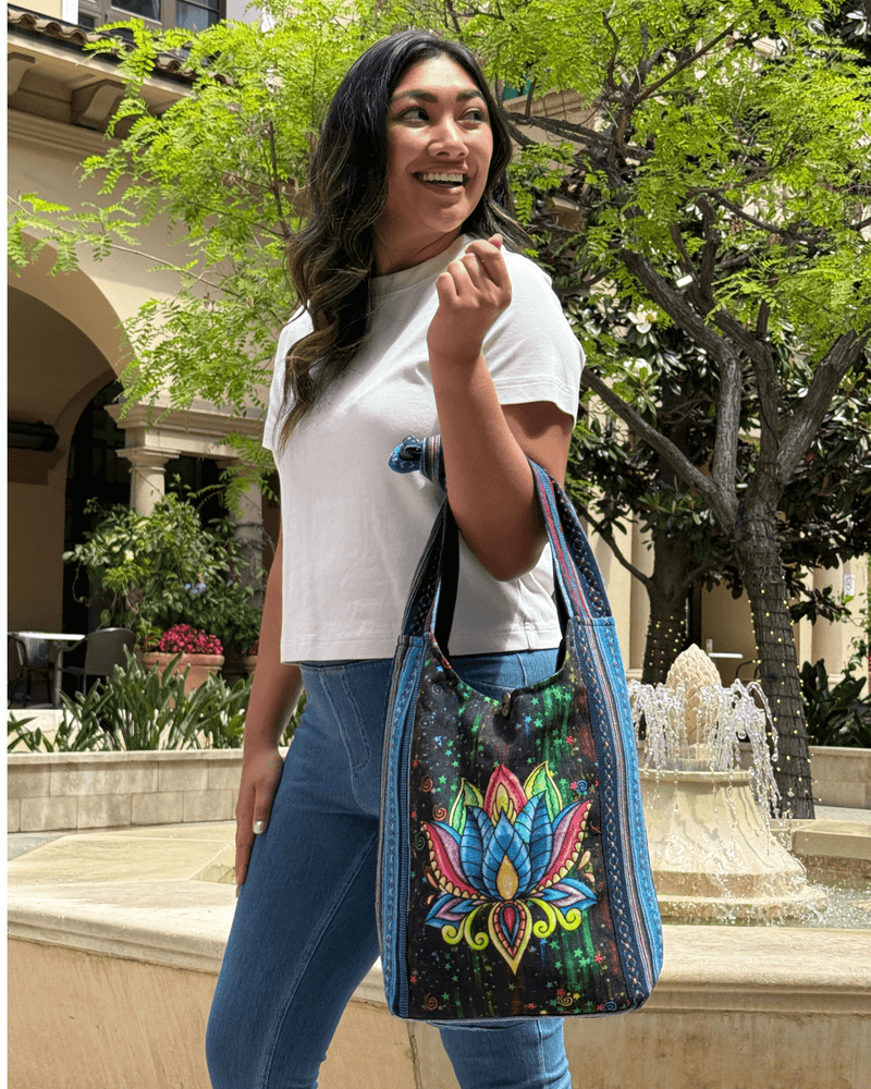 Load image into Gallery viewer, Kathmandu Collection Lotus Handmade Hobo Bag
