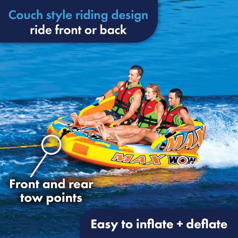 Load image into Gallery viewer, WOW Watersports Max Inflatable Towable Deck Tube for up to 3 Riders
