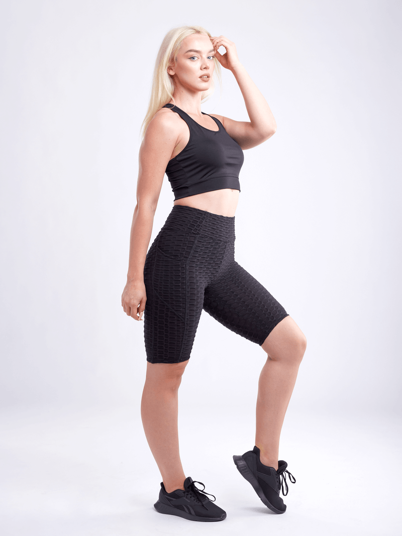 Load image into Gallery viewer, JupiterGear High-Waisted Scrunch Yoga Shorts with Hip Pockets
