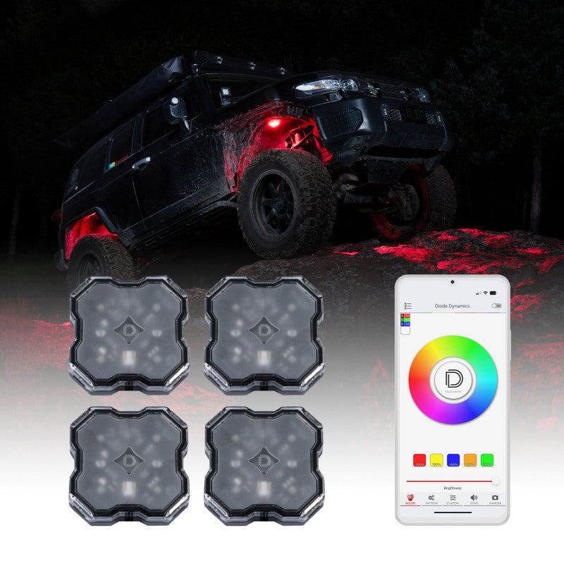 Load image into Gallery viewer, Diode Dynamics Stage Series SXS Rock Light Installer Kit RGBW M8 (4-pack)
