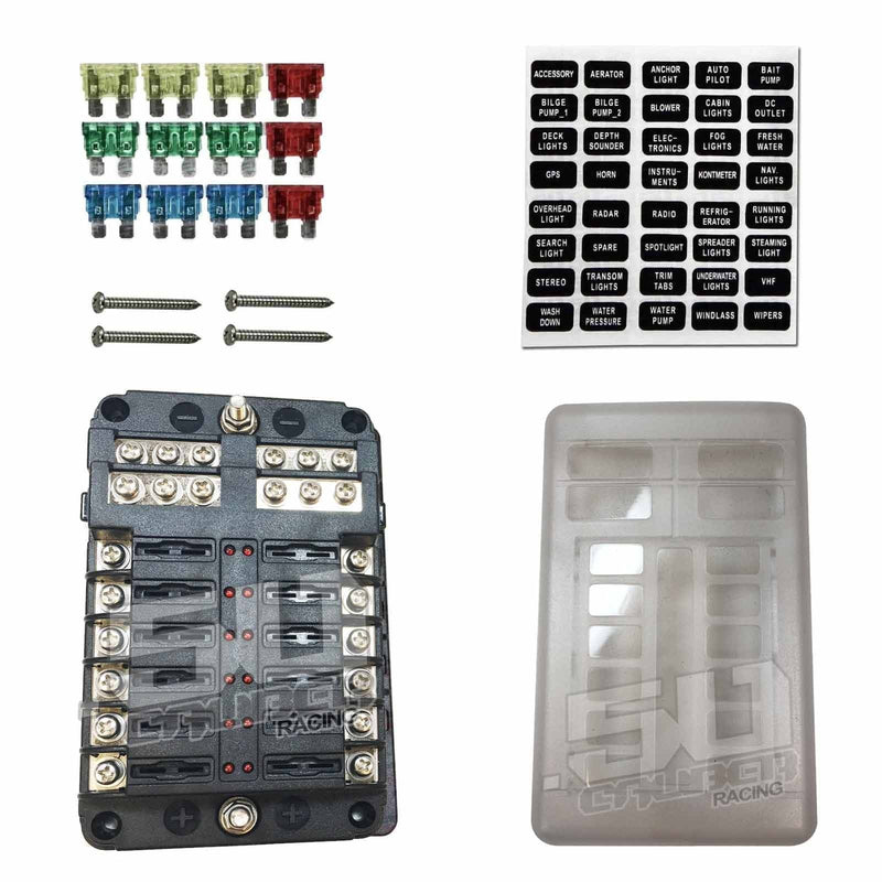 Load image into Gallery viewer, 12 Way Standard LED Circuit Screw Fuse Block
