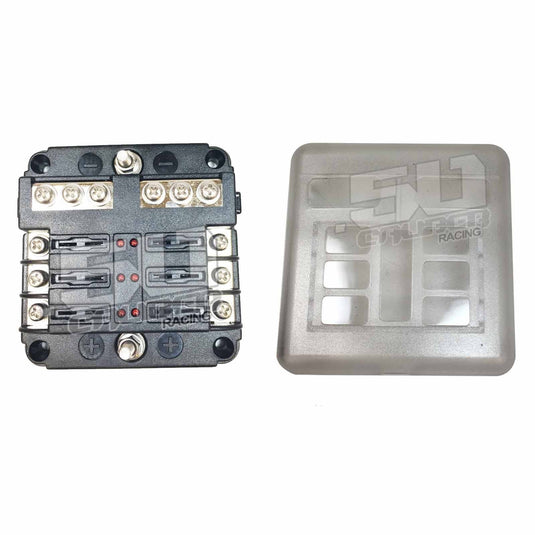 6 Way Screw 12V Fuse Block with Ground Terminals