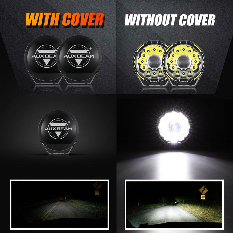 Load image into Gallery viewer, (2pcs/set) 7 Inch 230W 33332LM 360-PRO Series Custom Lens Offroad LED Driving Lights+Amber/Black Covers(Optional) for JEEP WRANGLER JL JK TJ
