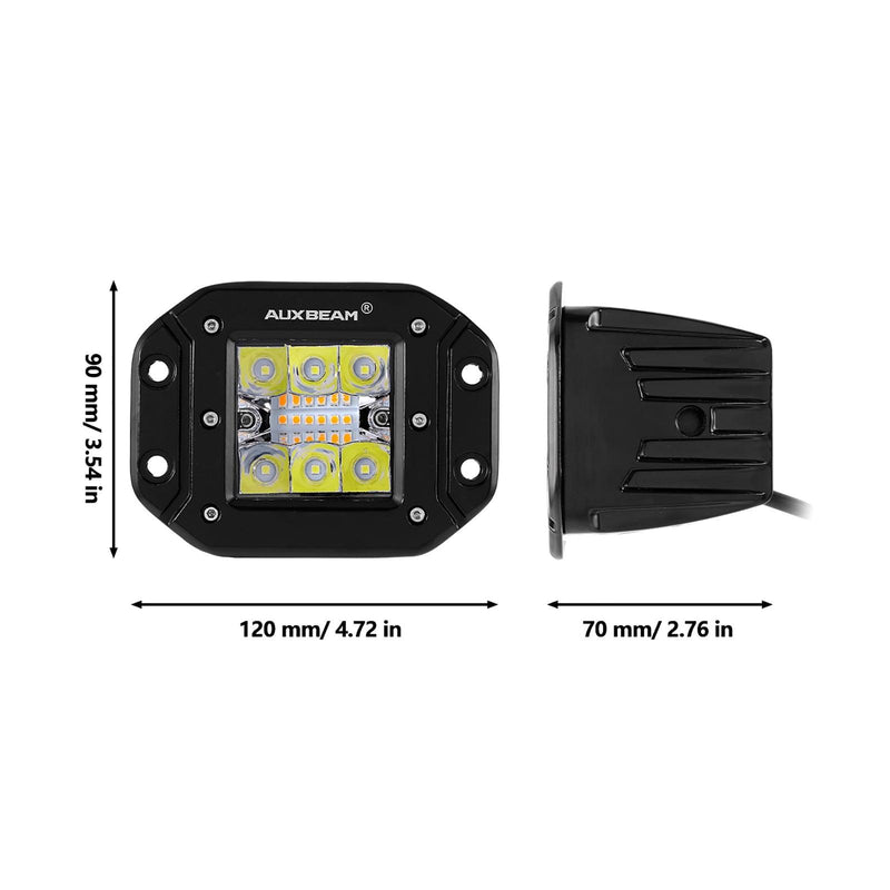 Load image into Gallery viewer, (2pcs/set) 3 inch 72W 6 Modes White&amp;Amber LED Working Light for SUV ATV UTV Trucks Pickup Boat
