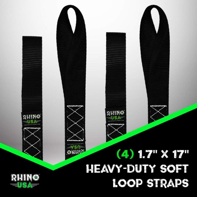 Load image into Gallery viewer, Rhino USA Soft Loops Motorcycle Tie-Down Set 4-Pack Green
