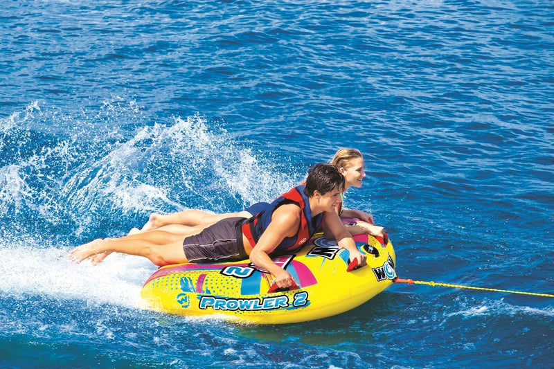 Load image into Gallery viewer, WOW Watersports Prowler Towable 2 Person 2P Starter Kit with 12V Pump and 2K Tow Rope

