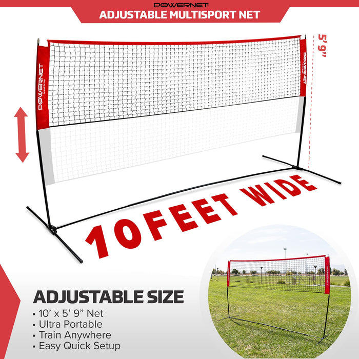 Load image into Gallery viewer, PowerNet Portable 10x3 Ft Net for Tennis Badminton Volleyball Pickellball (1050)
