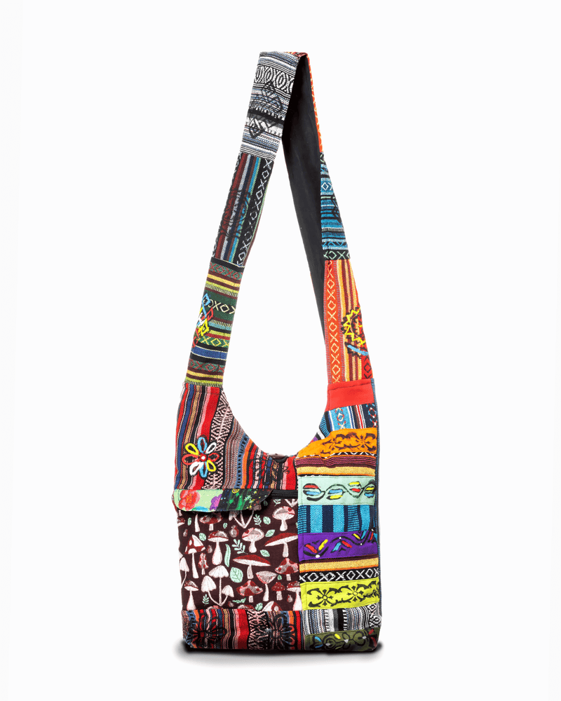 Load image into Gallery viewer, Kathmandu Collection Tribal Stripe Patchwork Hobo Bag
