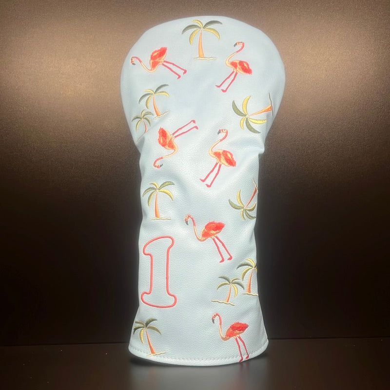 Load image into Gallery viewer, Flamingos &amp; Palm Trees Headcover
