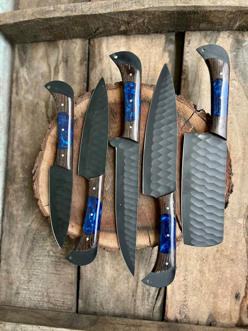 Load image into Gallery viewer, Handmade Damascus Steel Chef Knife Set – Perfect Wedding &amp; Valentine’s Day Gift
