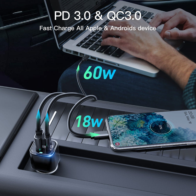 Load image into Gallery viewer, REXING JETSPEED Black 78W PowerDelivery+ USB-C/USB Car Charger
