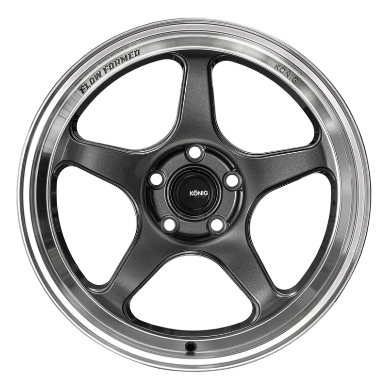 Load image into Gallery viewer, Konig Hyperspec 18x8 5X114.3 ET35 Anthracite Metallic Wheel w/ Mirror Machined Lip
