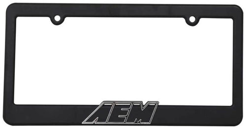 AEM Induction AEM License Plate Frame - Black w/ White Lettering 10-400W-1