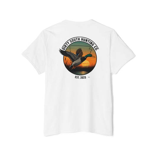 Dirty South Hunting Co. Vintage Sunset (Arkansas)-Unisex Heavy Cotton Pocket Tee, Casual Graphic Tee, Outdoor Shirt, Hunting Fashion, Everyday Wear