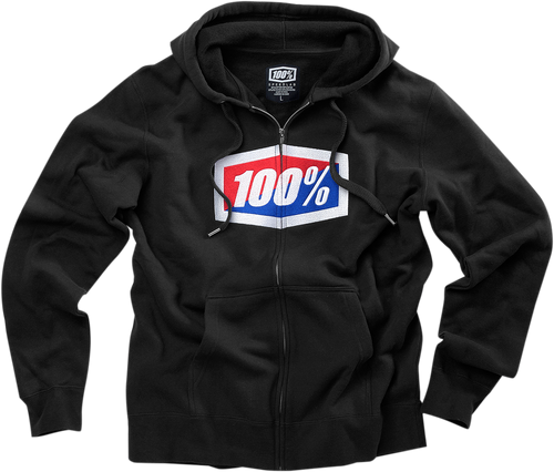 100% Official Fleece Zip-Up Hoodie - Black - Medium 20032-00011