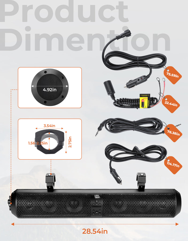 Load image into Gallery viewer, RGB UTV Soundbar, 28" SXS Speaker for Can Am Maverick X3/ RZR w/ 1.56"- 2.25" Roll Bar
