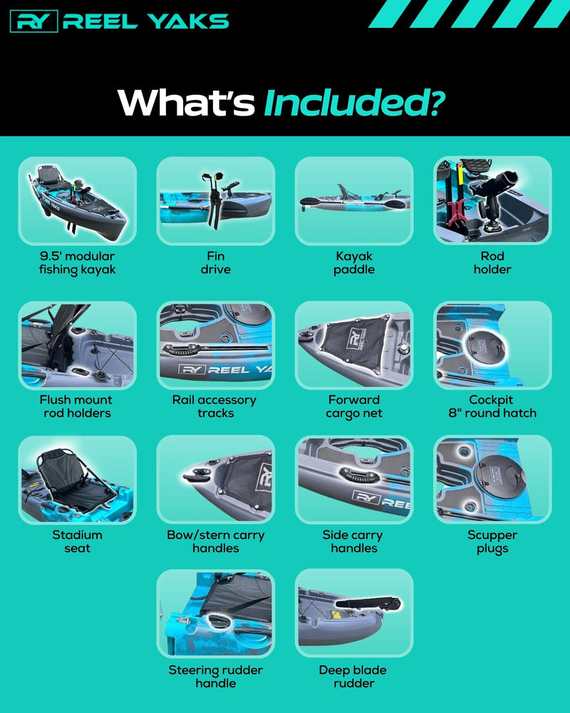 Load image into Gallery viewer, Raptor 9.5ft Fin Drive Modular Fishing Kayak

