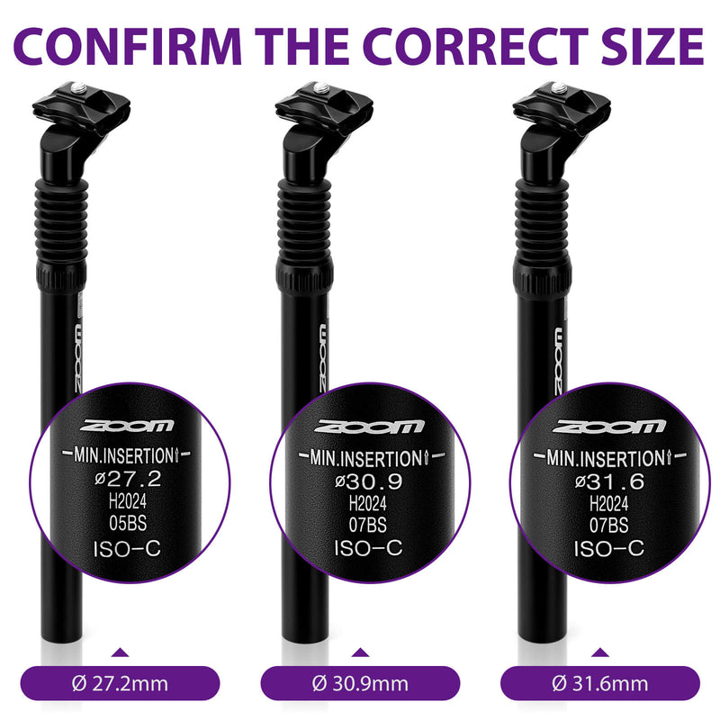 Load image into Gallery viewer, ZOOM Suspension Seatpost Ø27.2/30.9/31.6mm × 350mm
