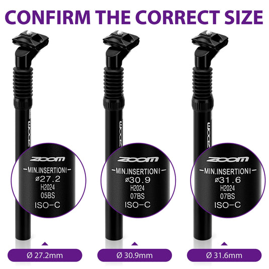 ZOOM Suspension Seatpost Ø27.2/30.9/31.6mm × 350mm