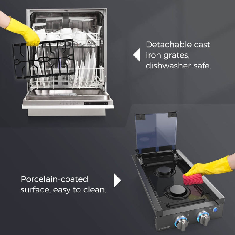 Load image into Gallery viewer, Camplux 2 Burners 12&quot; RV Cooktop Slide-in Gas Stove with Cover
