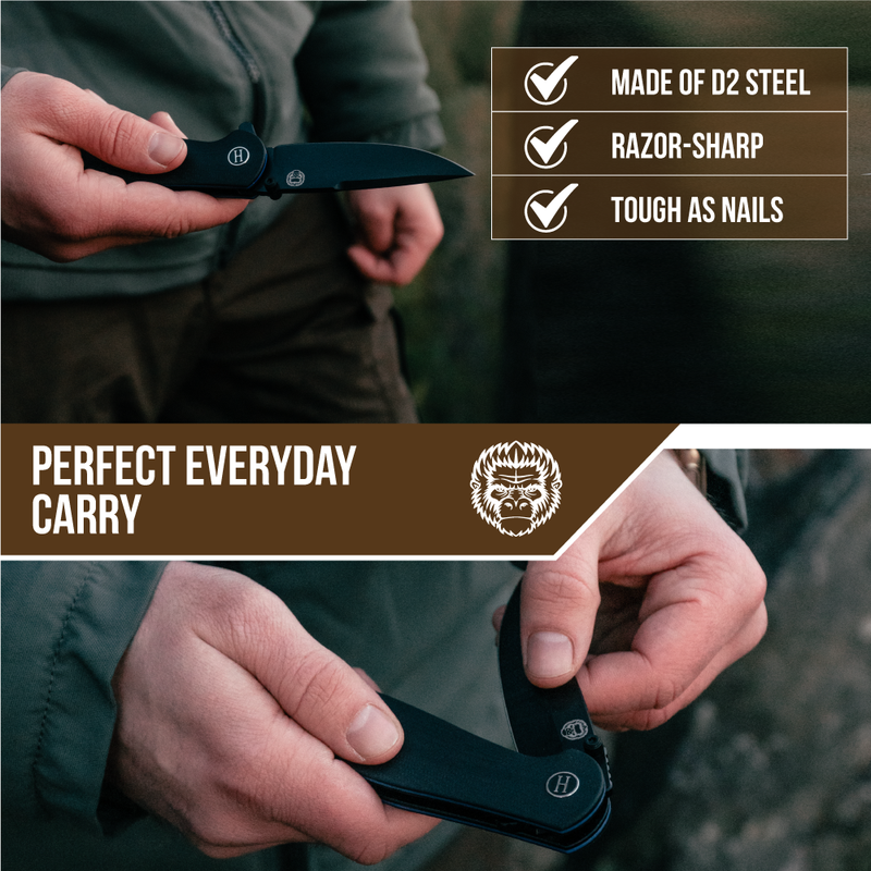 Load image into Gallery viewer, The Straight Back Folding Pocket Knife Giftset for Men and Women (Black and Blue)
