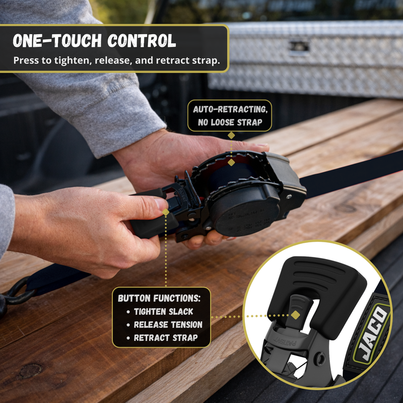 Load image into Gallery viewer, Retractable Ratchet Straps - 1" x 15 ft (1,760 lbs Break Strength) | Auto Self Retracting Cargo Tie Down Strap Set
