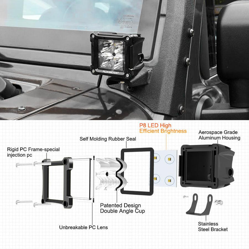 Load image into Gallery viewer, 3 Inch 40W LED Pods Light Spot/Flood Multicolor frame with wiring harness for SUV ATV UTV Trucks Pickup Boat
