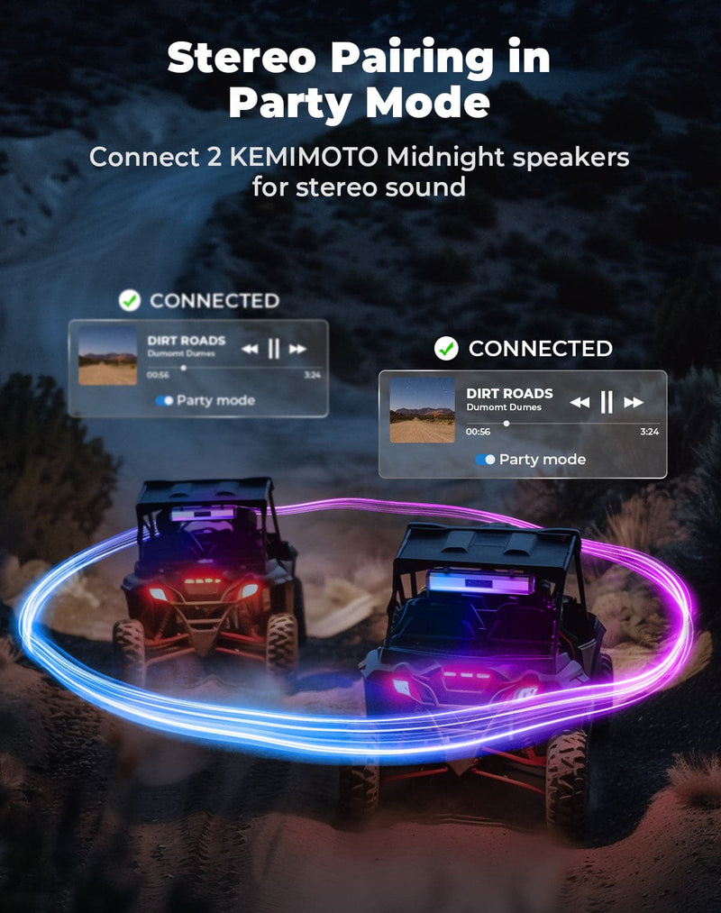 Load image into Gallery viewer, KEMIMOTO Midnight S60 26" RGB UTV Sound Bar for Golf Cart Marine 1"-2" Roll Bar
