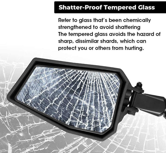 UTV Side View Mirrors for 1.75- 2" Roll Bar Fit Polaris Ranger