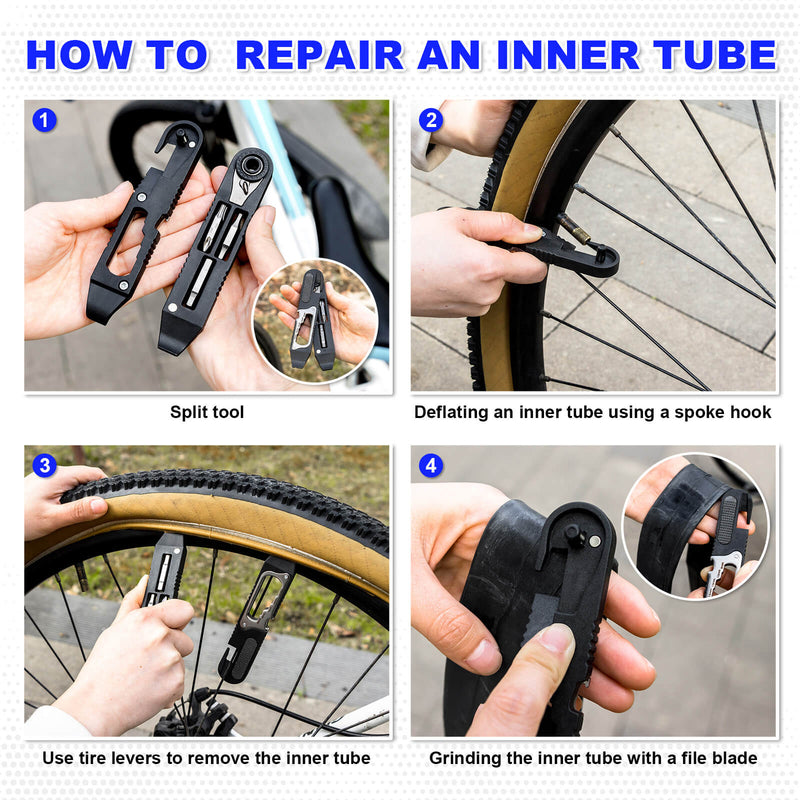 Load image into Gallery viewer, 14 IN 1 Bike Tire Repair Kit - Wrench/Lever/Screwdriver/Corkscrew/File Blade
