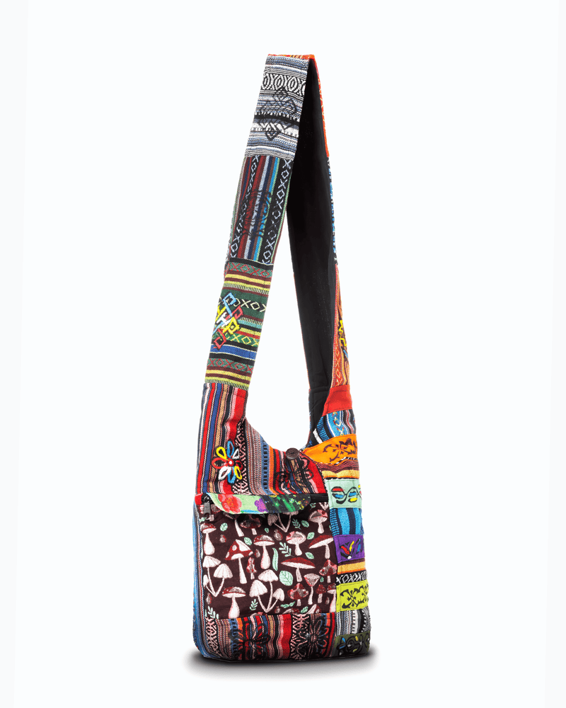 Load image into Gallery viewer, Kathmandu Collection Tribal Stripe Patchwork Hobo Bag
