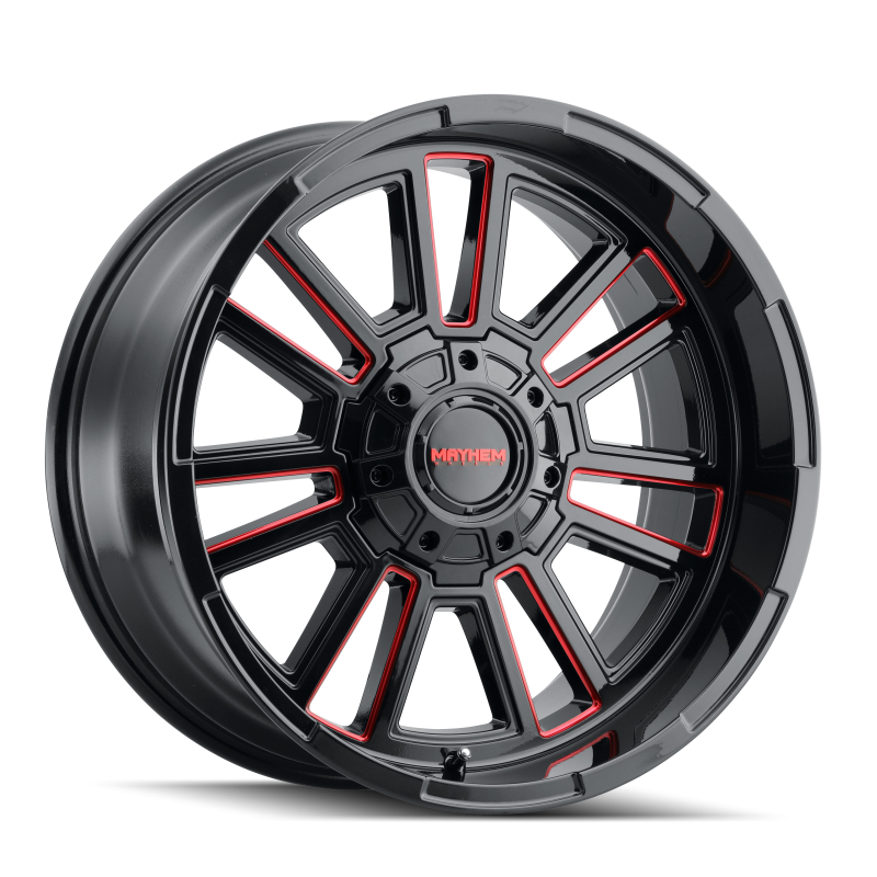 Load image into Gallery viewer, Mayhem 8115 Apollo 20x9 / 8x165.1 BP / 0mm Offset / 125.2mm Hub Black w/ Prism Red Wheel
