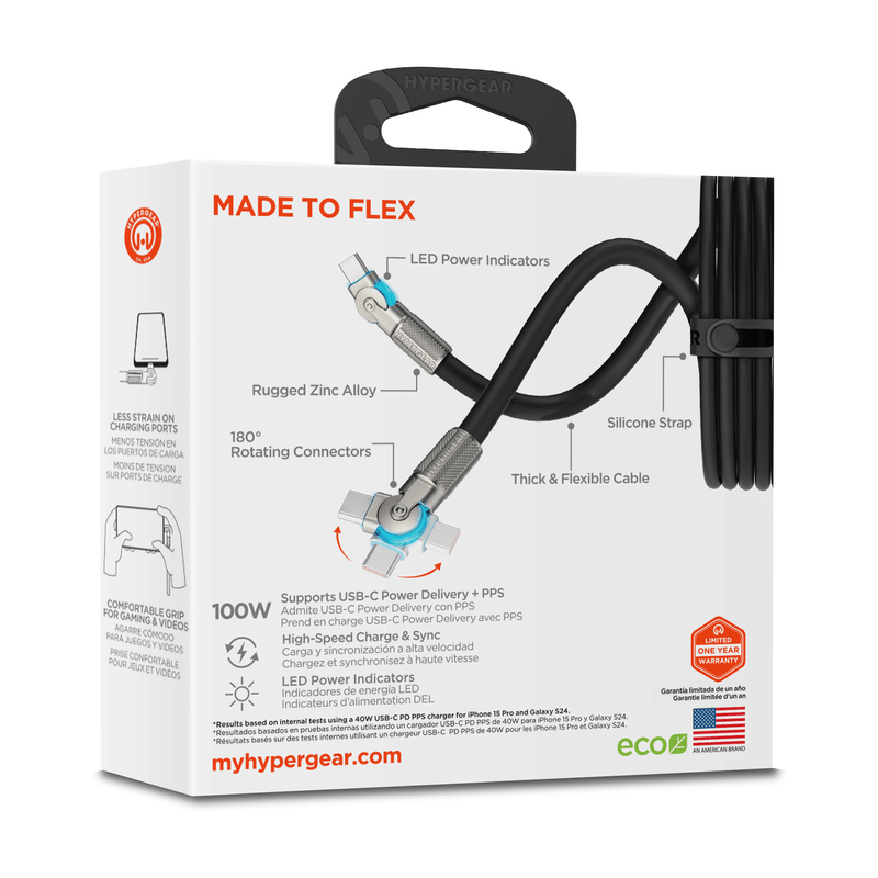 Load image into Gallery viewer, HyperGear Chunky180° 100W USB-C to USB-C Rugged Fast Charge Cable 12ft
