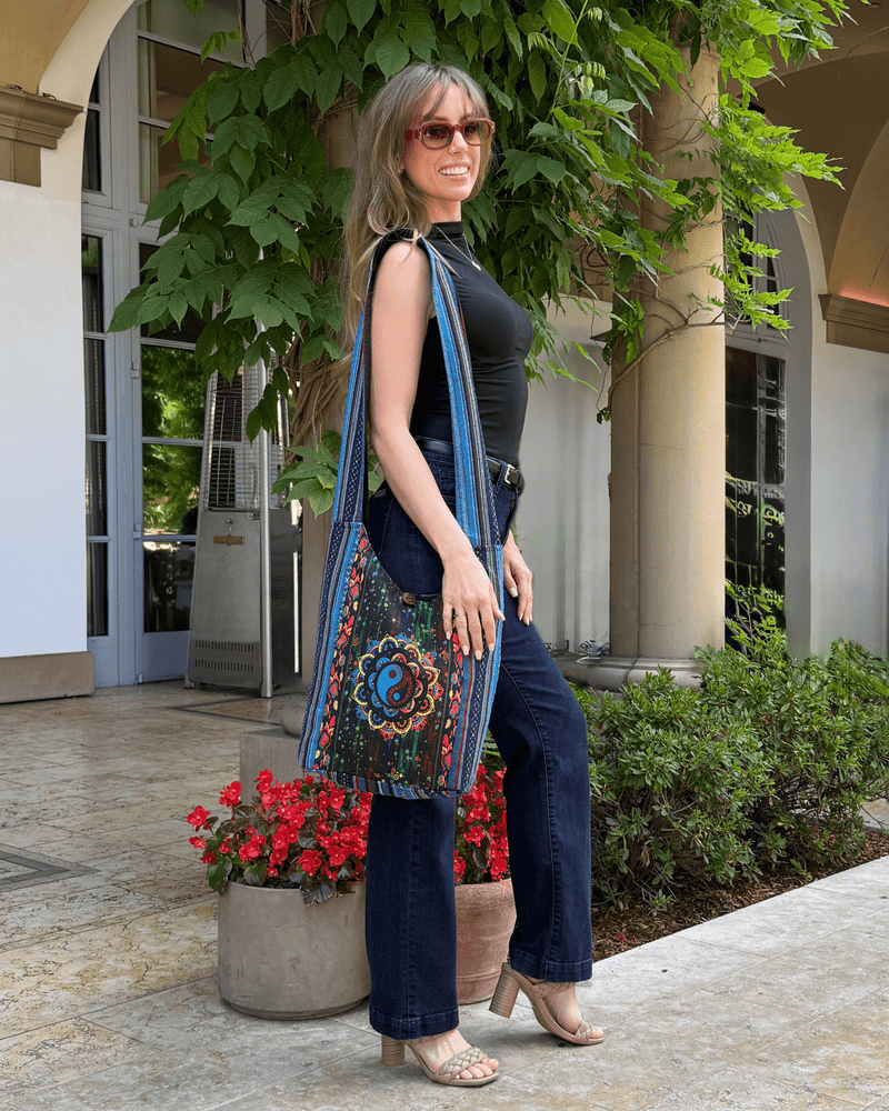 Load image into Gallery viewer, Kathmandu Collection Yin Yang Print Hobo Bag
