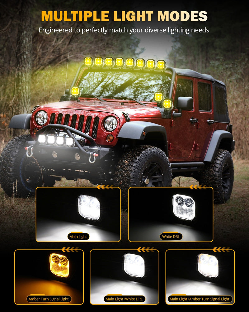 Load image into Gallery viewer, Color Play Series 3 Inch 100W LED Pod Lights Off Road Lights with White DRL &amp; Amber Turn Signal Lights
