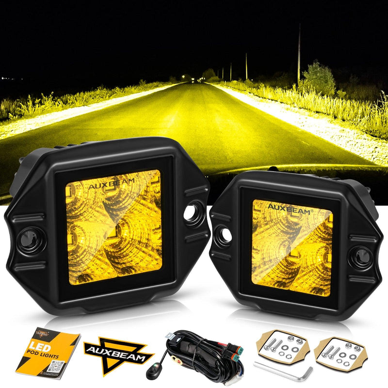 Load image into Gallery viewer, 3.5Inch 40W Flush Mount LED Pod Amber Flood Offroad Light
