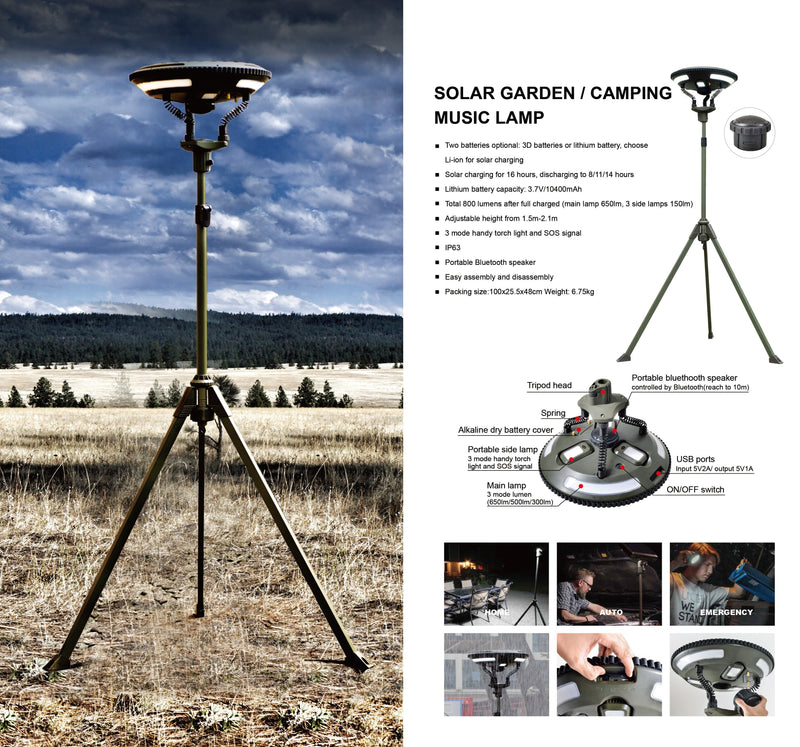 Load image into Gallery viewer, TRU De-LIGHT | Multipurpose Singing Music Solar LED Light | Garden, Camping Portable Light, Strong Bluetooth Speaker | Main Light + 3 Independent Detachable Multi Mode Lights

