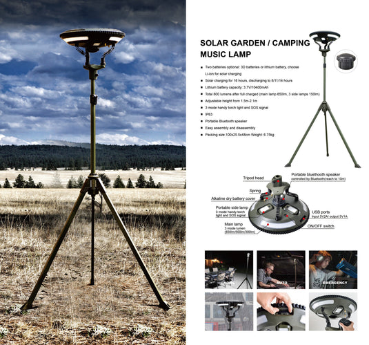 TRU De-LIGHT | Multipurpose Singing Music Solar LED Light | Garden, Camping Portable Light, Strong Bluetooth Speaker | Main Light + 3 Independent Detachable Multi Mode Lights