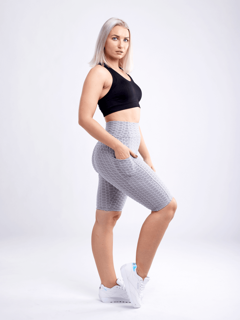 Load image into Gallery viewer, JupiterGear High-Waisted Scrunch Yoga Shorts with Hip Pockets
