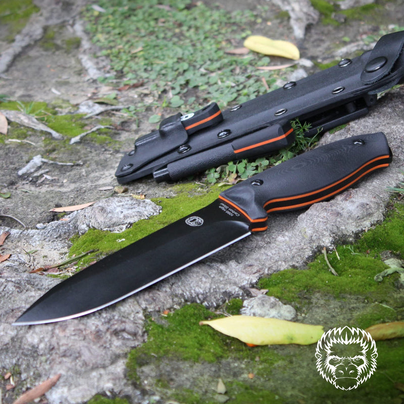 Load image into Gallery viewer, &quot;The Fireline&quot; Bushcraft Survival Knife with 1095 High Carbon Blade Giftset (Black and Orange)
