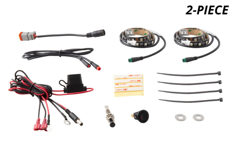 Load image into Gallery viewer, Diode Dynamics RGBW Engine Bay Strip Kit 4pc Multicolor
