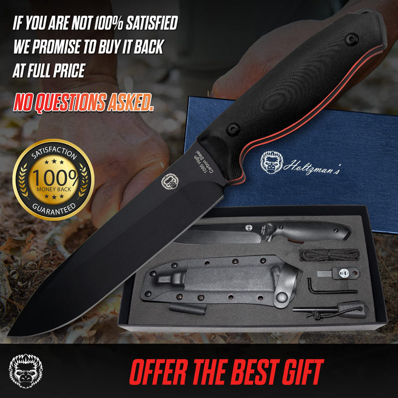 Load image into Gallery viewer, &quot;The Fireline&quot; Bushcraft Survival Knife with 1095 High Carbon Blade Giftset (Black and Orange)

