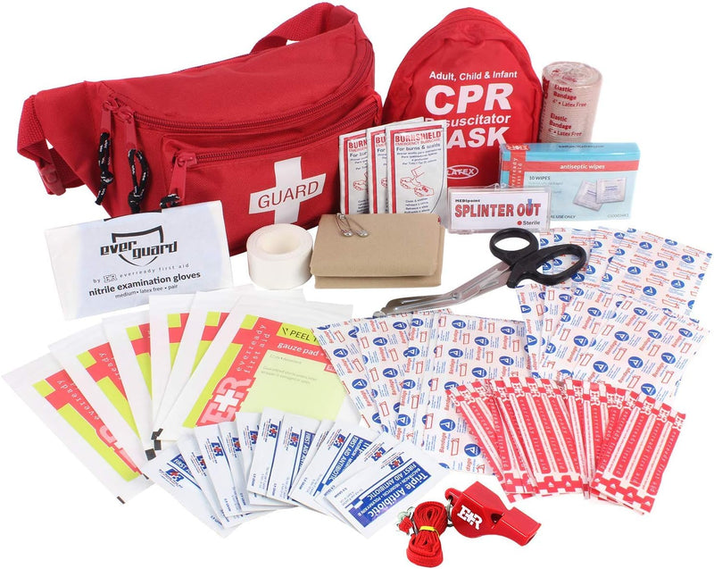 Load image into Gallery viewer, 72-Piece First Aid Fanny Pack Kit with Adult &amp; Infant CPR Masks
